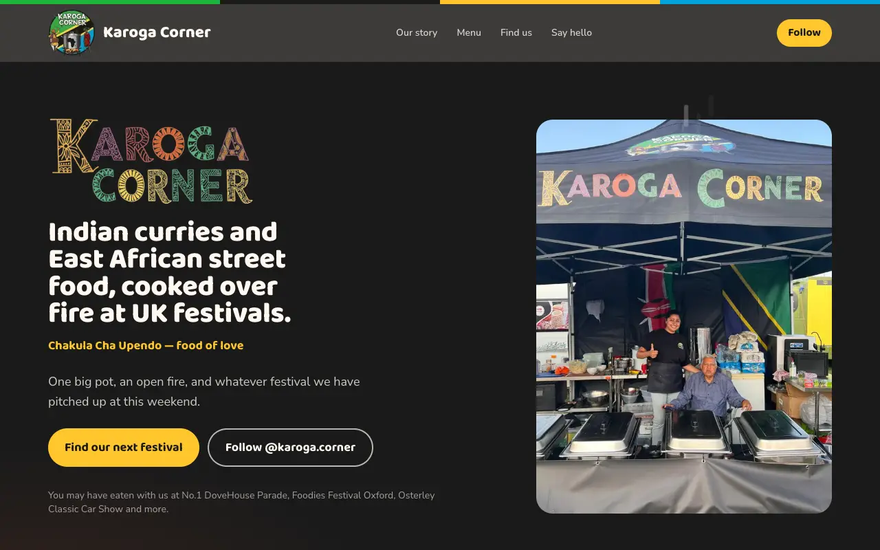 Screenshot of the Karoga Corner website
