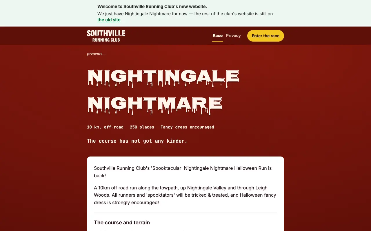 Screenshot of the Nightingale Nightmare website